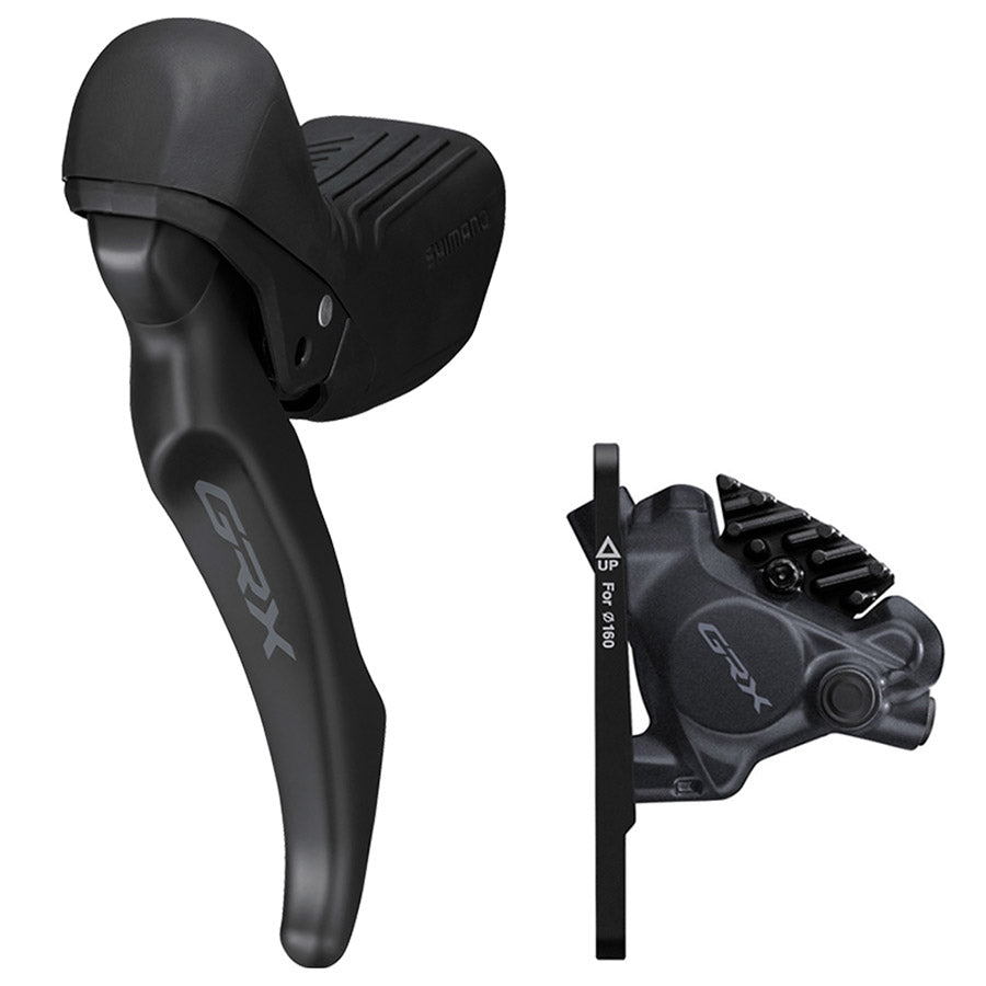 Shimano, GRX ST-RX610/BL-RX610/BR-RX410, Road Hydraulic Disc Brake, Front, Flat mount, 160mm (not included), Black, IRX6103DLF6SC100A