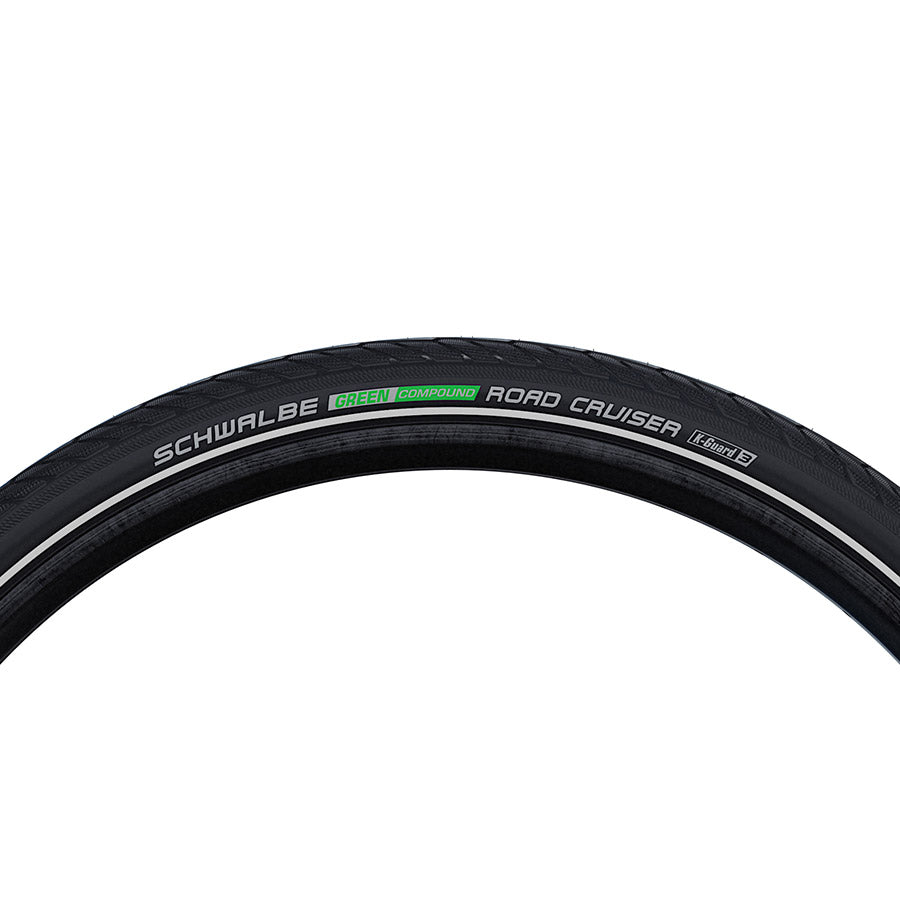 Schwalbe, Road Cruiser, Road Tire, 16x1.75, Wire, Clincher, GreenCompound, K-Guard, TwinSkin, Reflex, 50TPI, Black