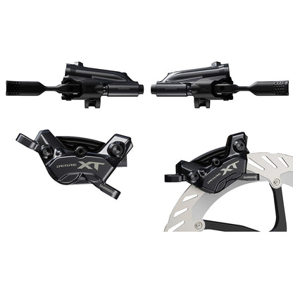 Shimano, XT BL-M8200 / BR-M8220 Kit, MTB Hydraulic Disc Brake, Front and Rear, Flat mount, Disc: Not included, Black, IBRM8220UPGKIT1
