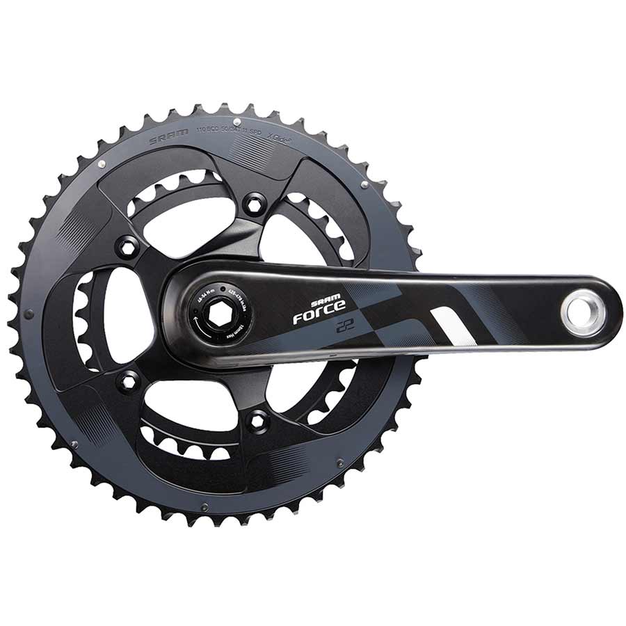 SRAM, Force22, Crankset, 11sp, 172.5mm, 39/53, BCD: 130, GXP, CL: 44.5mm, Black, 808g