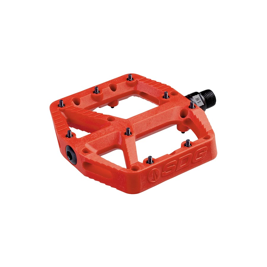 SDG Components, Comp, Platform Pedals, Body: Composite, Spindle: Cr-Mo, 9/16'', Red, Pair