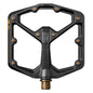 crankbrothers, STAMP 11 Large, Platform Pedals, Body: Aluminum, Spindle: Titanium, 9/16'', Black & Gold, Pair