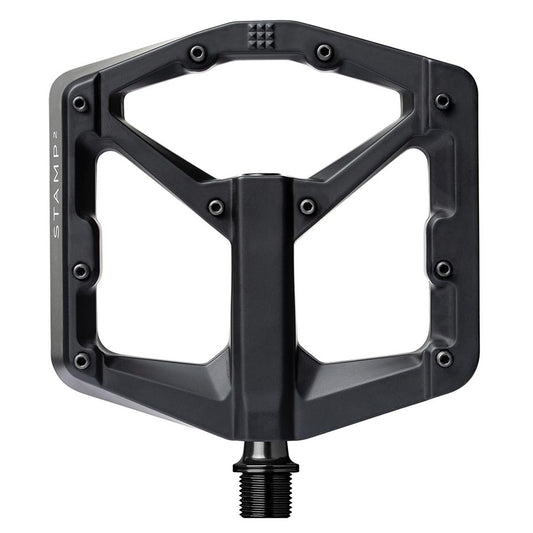 crankbrothers, STAMP 2 Large, Platform Pedals, Body: Aluminum, Spindle: Cr-Mo, 9/16'', Black, Pair