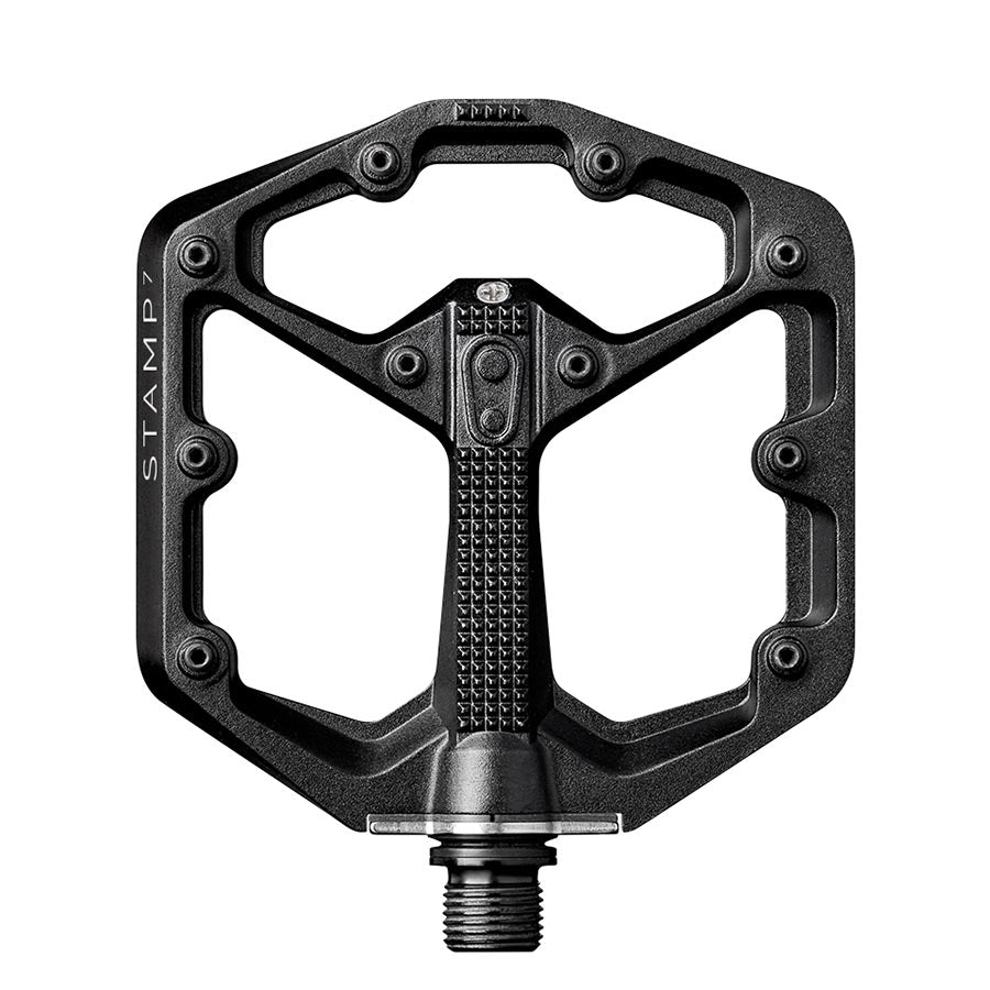 crankbrothers, STAMP 7 Large, Platform Pedals, Body: Aluminum, Spindle: Cr-Mo, 9/16'', Black, Pair