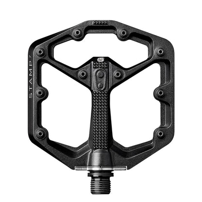 crankbrothers, STAMP 7 Large, Platform Pedals, Body: Aluminum, Spindle: Cr-Mo, 9/16'', Black, Pair