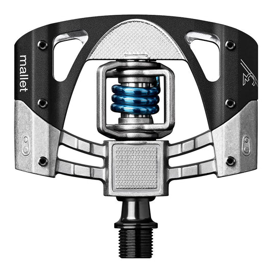 crankbrothers, MALLET 3, Pedals, Body: Aluminum, Spindle: Cr-Mo, 9/16'', Raw & Black / Light Blue Spring, Pair