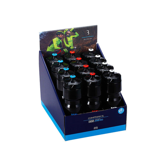 BBB Cycling, BWB-05D CompTank 750 Display, Water Bottle, 750ml / 25oz, 12 Pack, 12pcs