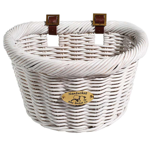 Nantucket, Cruiser D-Shaped, Basket, White 14.5''x10.5''x9.5''