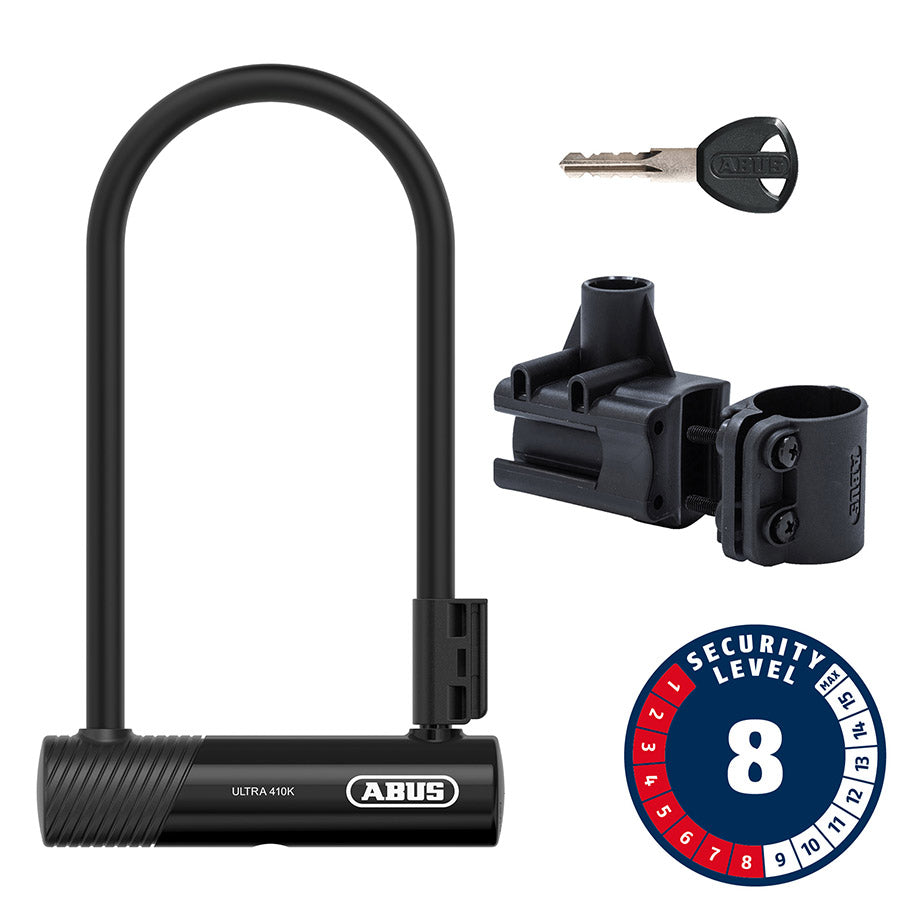 Abus, Ultra 410K, U-Lock, Key, 12mm, 170x300mm, 6.7''x11.8'', SH34, Black