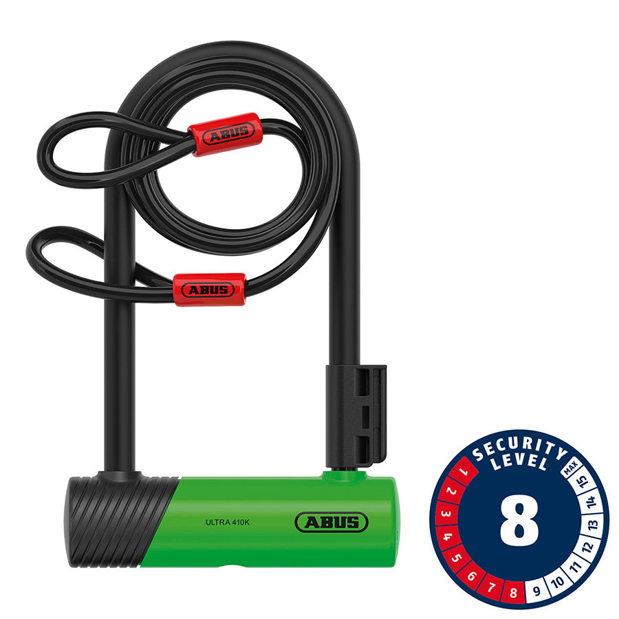 Abus, Ultra 410K Mini + Cobra, U-Lock, Key, 150x180mm, 5.9''x7'', Thickness in mm: 12mm, Green