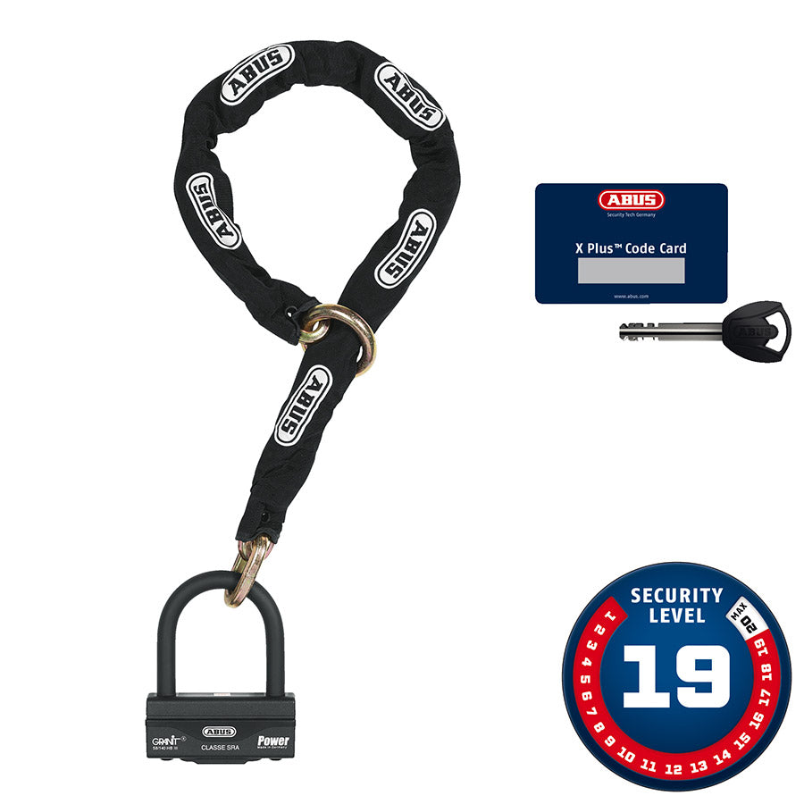 Abus, Granit XPlus 58 12KS Black Loop, Chain + ULock, Key, 18mm, 140x100mm, 5.5x3.9'', Chain, 12KS, 120cm, Black