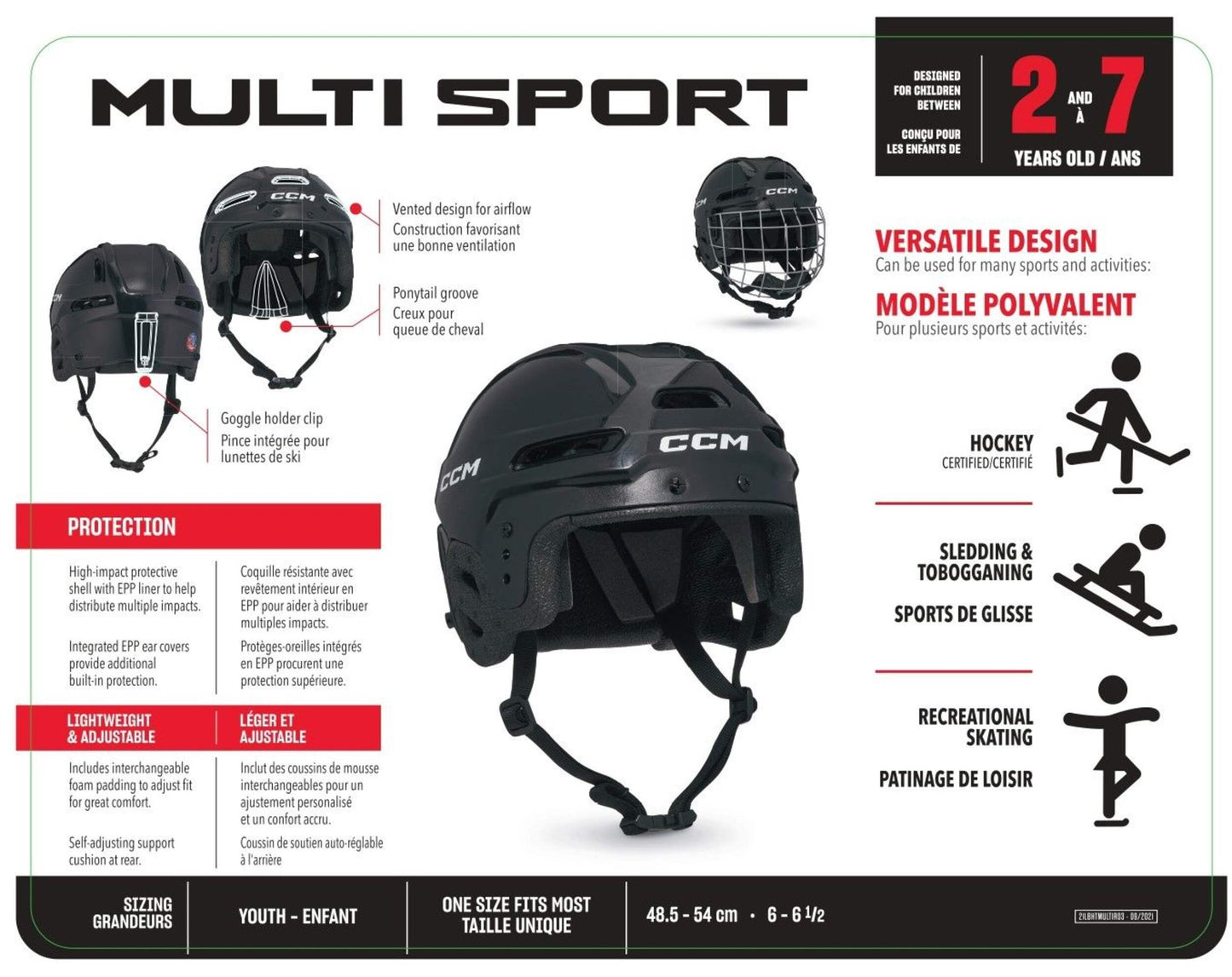 CASQUE MULTI SPORT YTH 2 A 7 ANS 48.5-54 CM